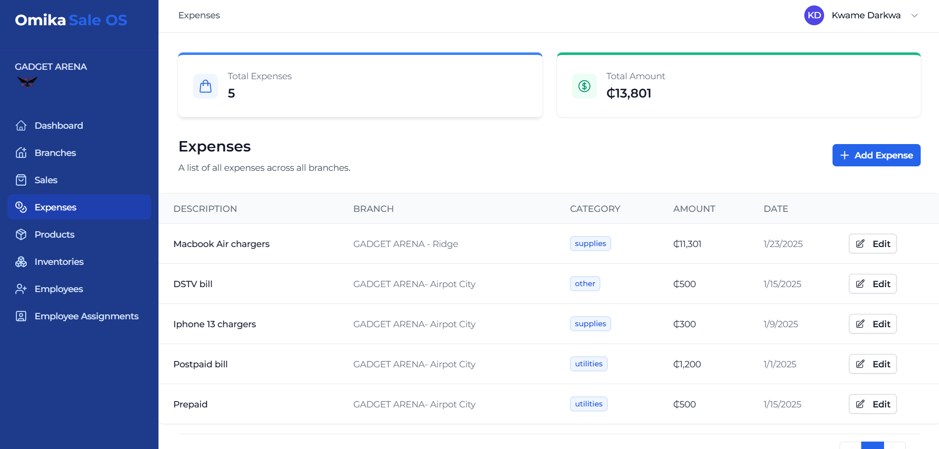 Expense Tracking